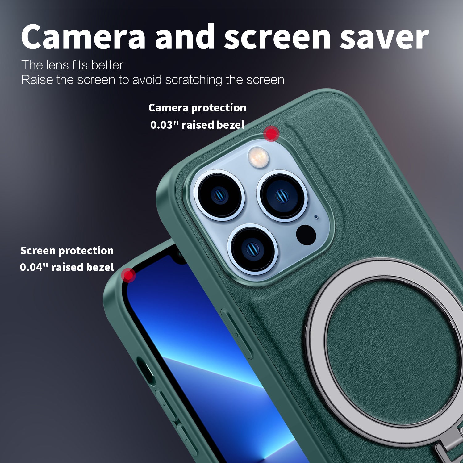 Uniqkart for iPhone 13 Pro 6.1 inch Anti-drop PU Leather Coated PC+TPU Phone Case Magnetic Cover with Kickstand - Green Uniqkart for iPhone 13 Pro 6.1 inch Anti-drop PU Leather Coated PC+TPU Phone Case Magnetic Cover with Kickstand - Green